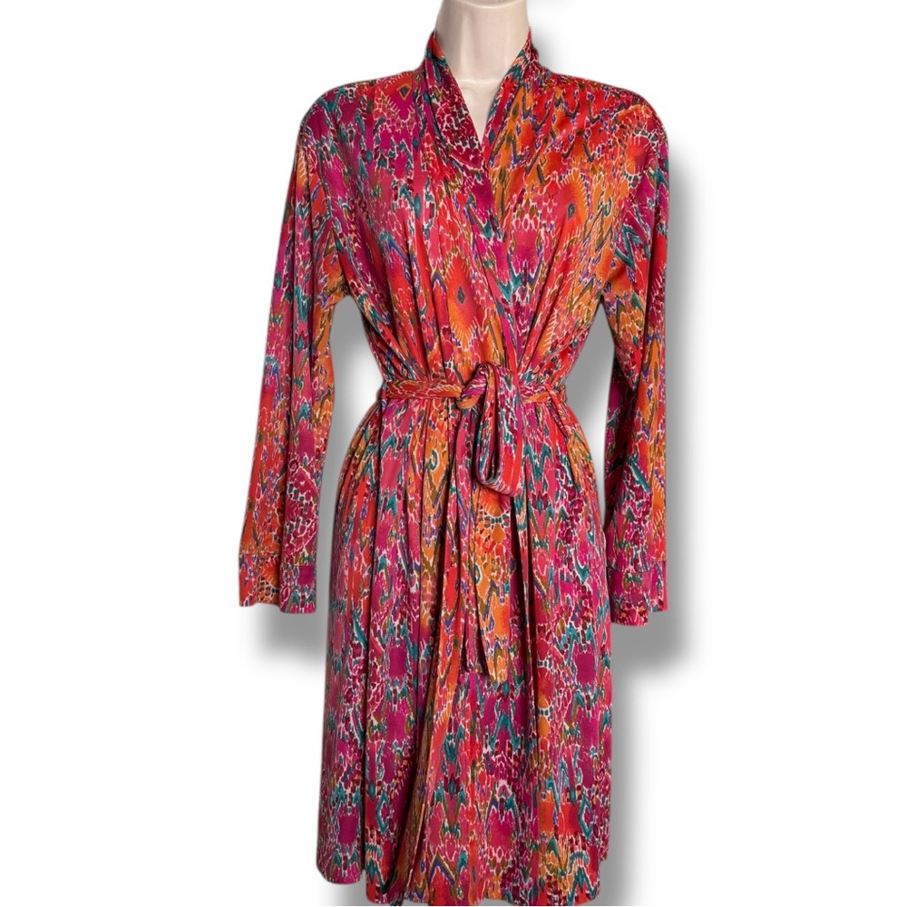 Natori Silky Wrap Robe Size Small Vivid Print